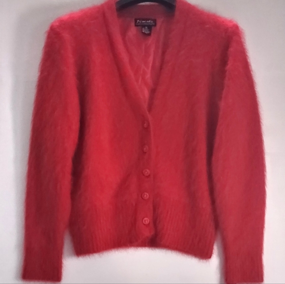 Vintage Venesha Red Cardigan Sweater Medium - Picture 2 of 10